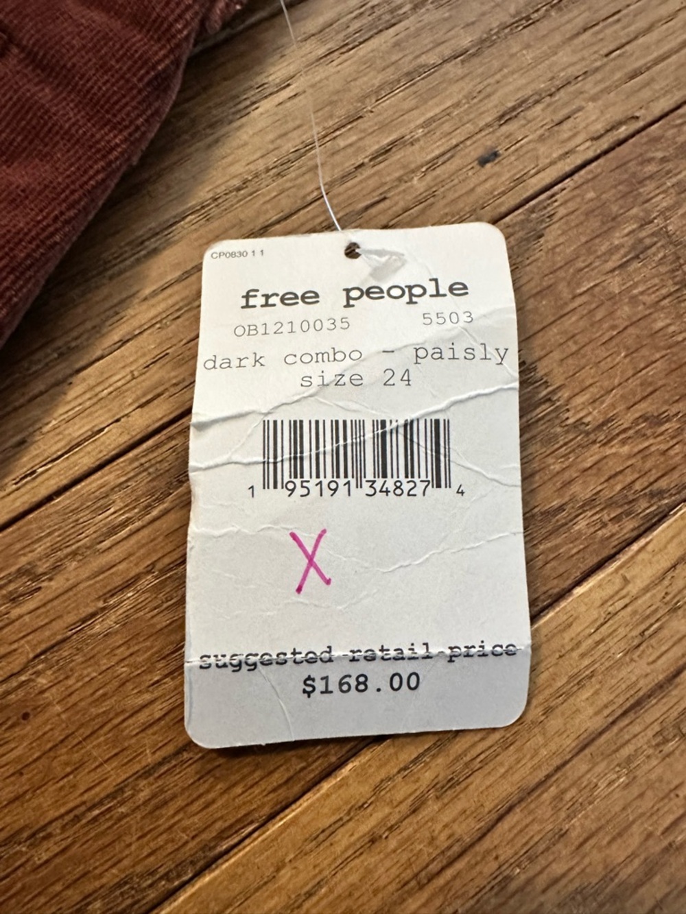 Free People Firecracker Flare Corduroy Jeans “Broke Button” needs repaired - Picture 9 of 13